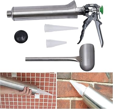 Large Size Mortar Pointing Grouting Gun, Aluminum Cement Mortar Caulking Gun with 2.44x11.8inch barrel Suitable for 5mm-20mm/0.2-0.79in Width Brick Joint