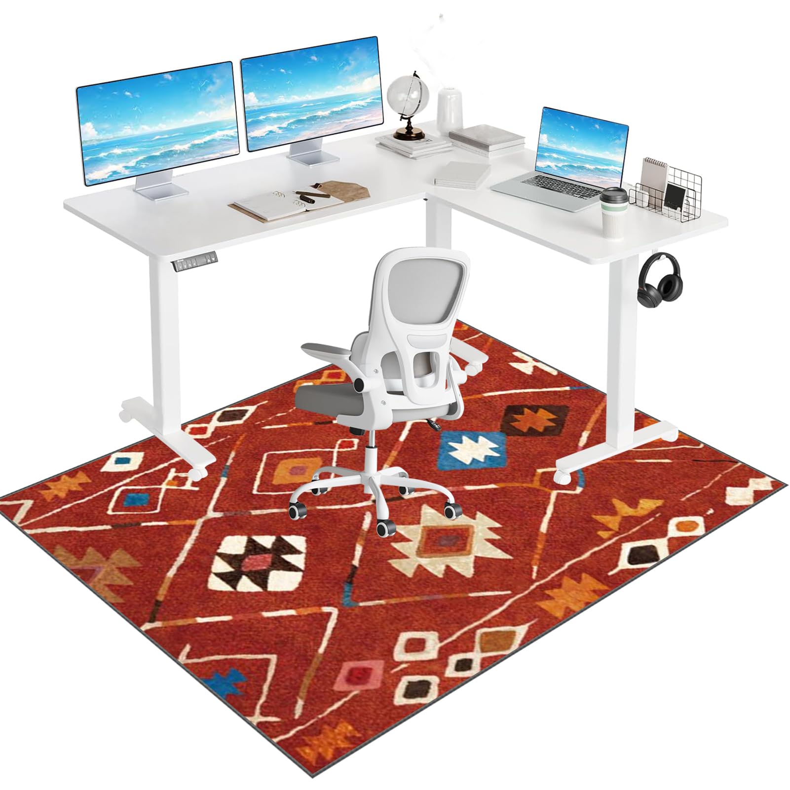 Tappetino Ufficio 120x120 Tappetino Per Sedia Da Ufficio/Gaming 120x120cm - Rotondo, Antiscivolo, Protettivo Per Pavimenti E Moquette Tappetino Per Sedie 120x120cm