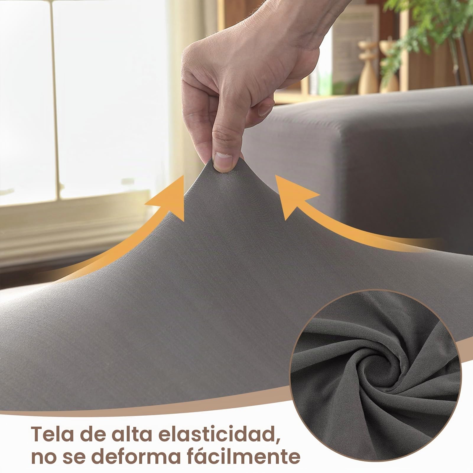 Funda para Sofa Esquinero, 3 + 2 Plazas Funda Elástica Cubre Chaise Longue, Forma de L, Protector Lavable de Poliéster.