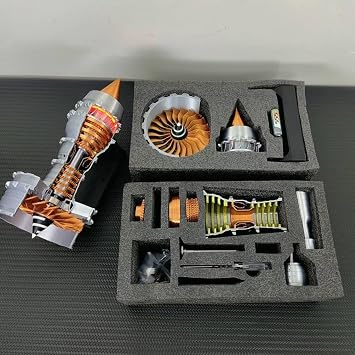 TR900 Turbofan Engine Model Aircraft Engine Kit, Turbojet Engine Model Kit with LED Light, DIY Assembly Operable Engine Model Mechanical Science Education Toy