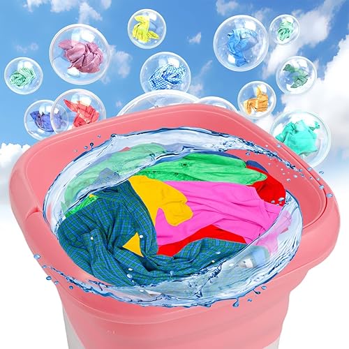 Miniatura 5 de Lavadora portátil, mini lavadora plegable y secadora de centrifugado, pequeña lavadora de cubo plegable para camping, RV, viajes, espacios pequeños,