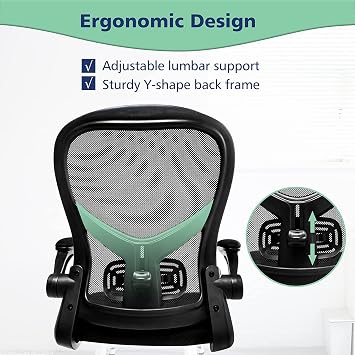 dreamlify Drafting Chair,Tall Standing Desk Chair Comfortable Office Chair with Foot Ring Flip-up Padded Arms Height Adjustable Computer Task Chair Ergonomic Mesh Mid-Back Desk Chair,Black