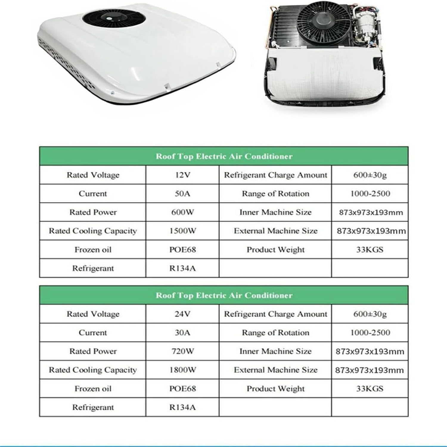 Climatizzatore da Tetto per Camper 12 Volt, condizionatore da 7000 BTU 24 V per Camper, Raffreddamento rapido, condizionatore da Tetto per Camper, per Furgone, Camper, Yacht,12V