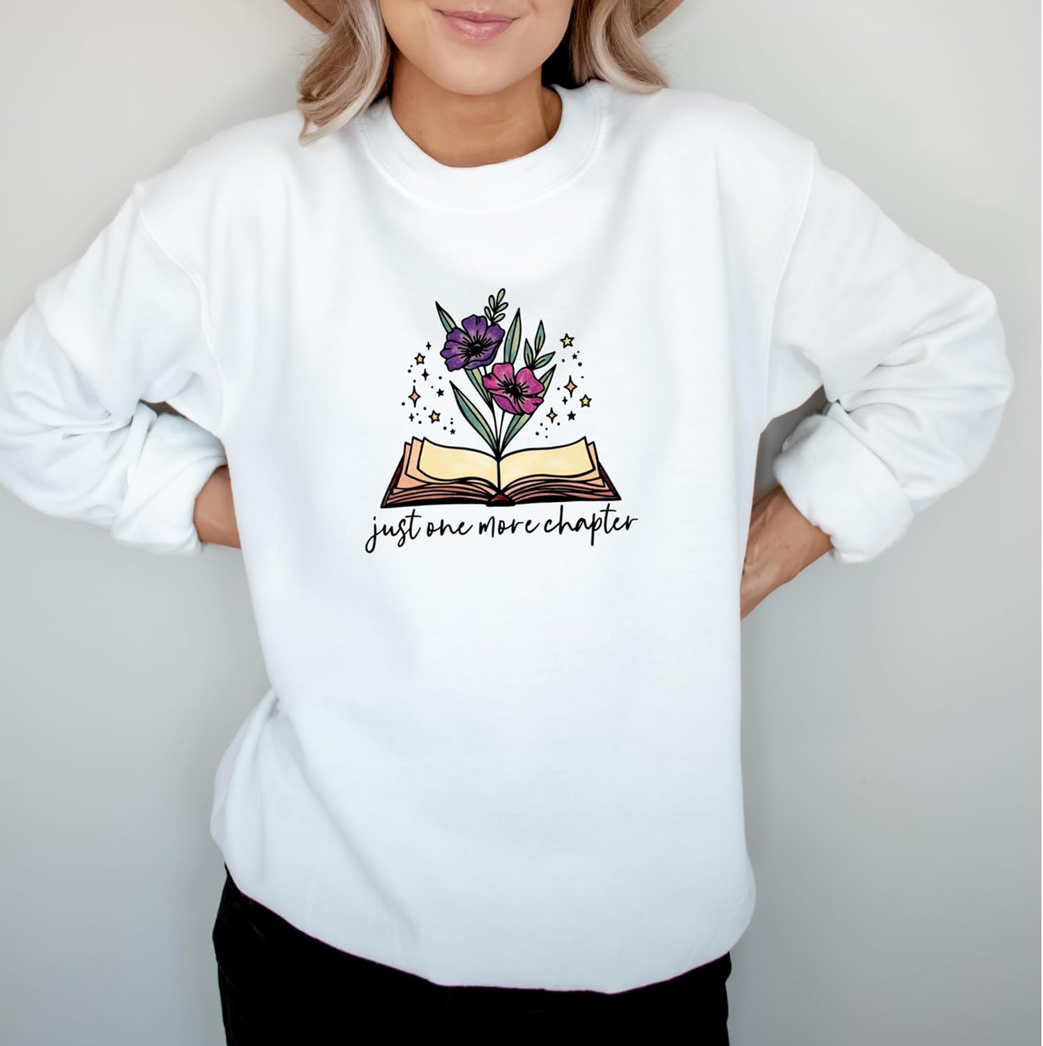 One More Chapter Sweatshirt, Book Lover Crewneck, Book Nerd Gift, Librarian Shirt, Read Shirt, Reading Tee - Image 4