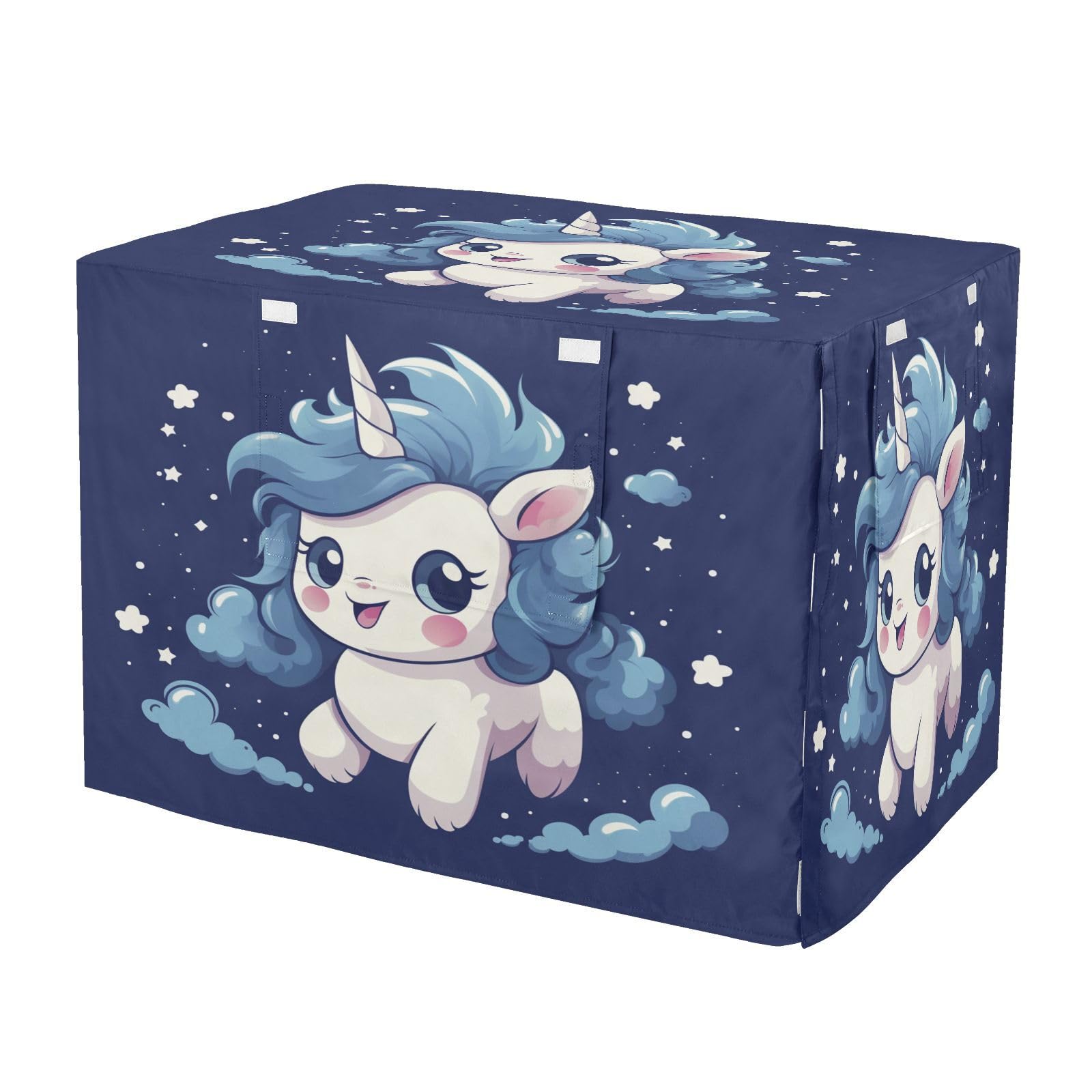 KAAVIYO Cartoon Funny Blue Unicorn Dog Cat Crate Cover,Waterproof Pet Kennel Covers for Animals Cages Indoor Outdoor