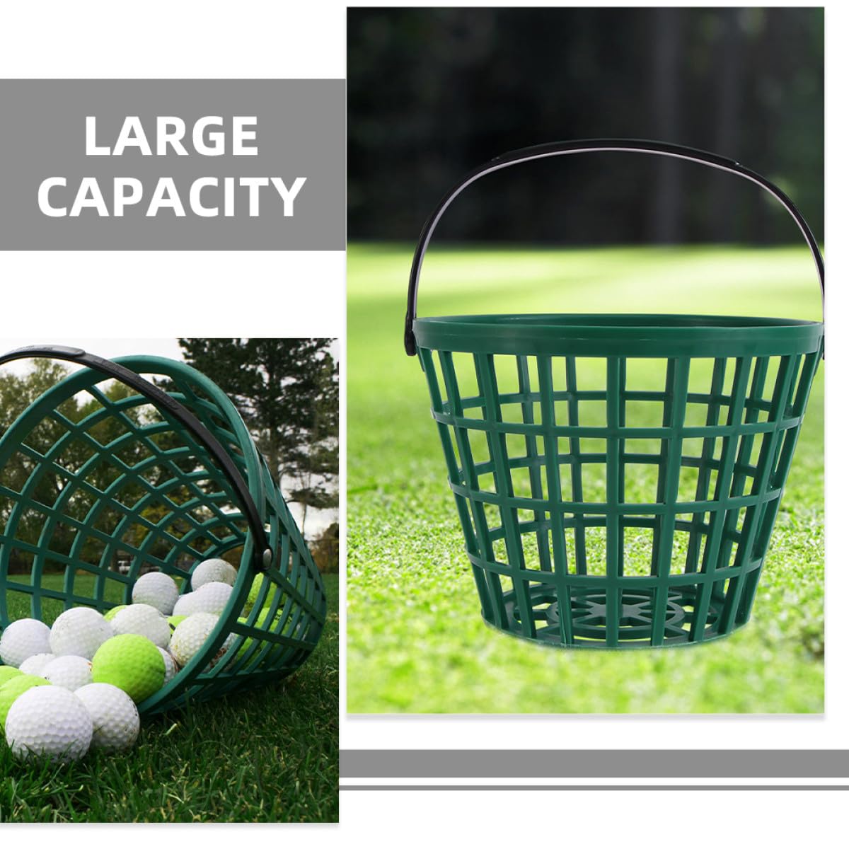 WOONEKY 2 Stück Golfkorb aus Kunststoff Robuster Tragbarer Golfball Aufbewahrungskorb für 50 Bälle zum Golfspielen und Outdoor Einsatz