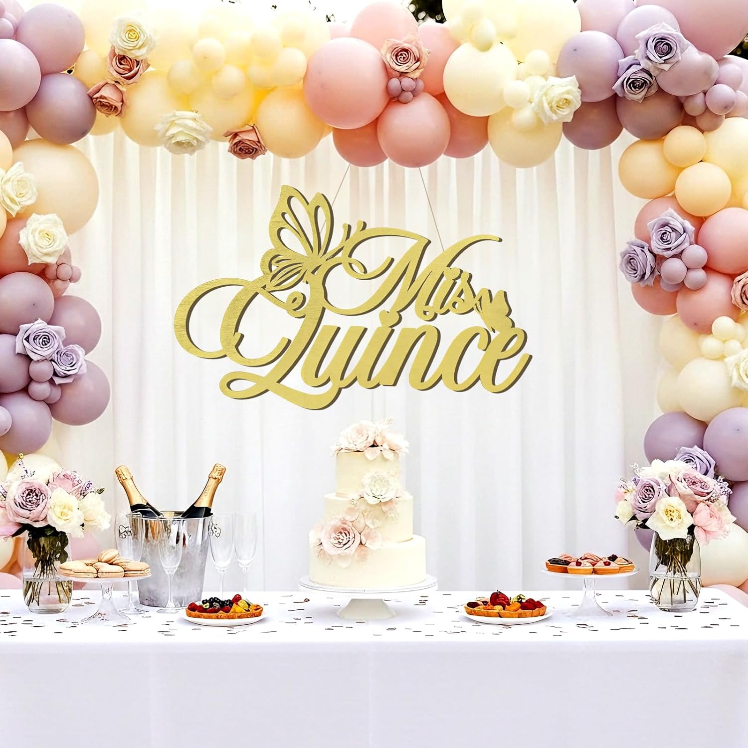 Yuntau Large Mis Quince Sign Quinceanera Decorations 24 x 20 in Gold Wooden Quinceanera Sign Backdrop Large 15th Birthday Mis Quince Banner Wall Decor for 15th Birthday Wall Bedroom Photo Booth Gift