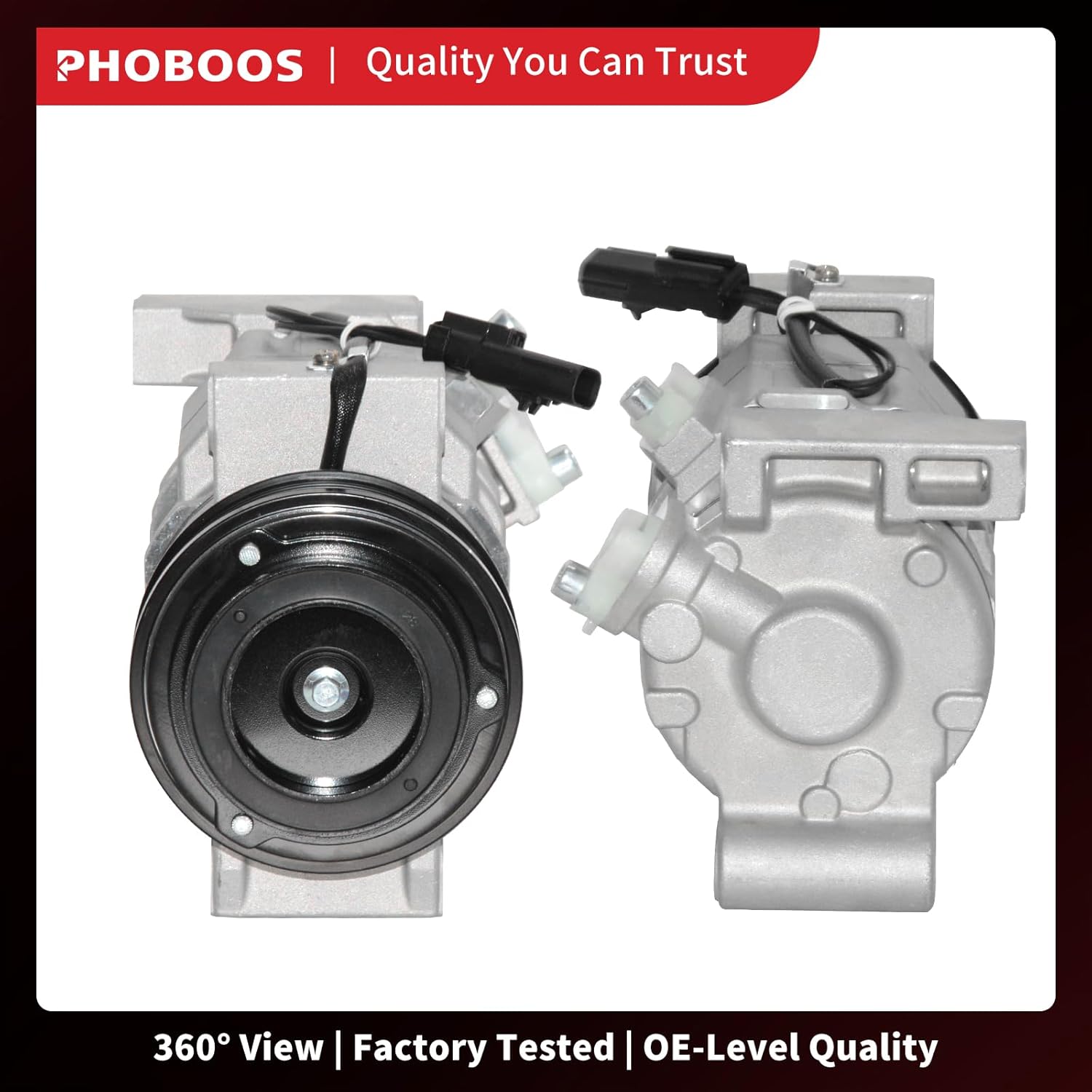 PHOBOOS A/C Compressor with Clutch Compatible with Dodge Grand Caravan 2008-2010 & Volkswagen Routan 2009-2010 & Chrysler Town&Country 2008-2010, 3.3/3.8L, Fast Cooling, Ref. CO-11145C