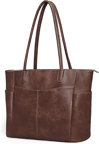 Large Tote Bag for Women Work Vegan Leather 23L Womens Tote Purse with Zipper Ladies Handbags