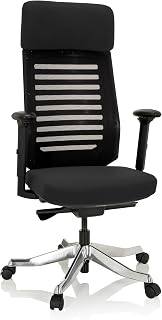 hjh OFFICE 640220 Schreibtischstuhl ASGON Stoff Schwarz Bürostuhl ergonomisch mit Netzrücken, Sitztiefe verstellbar