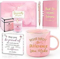 Boss Lady Gift Difference Maker, presentes de agradecimento de funcionários para colegas de trabalho e professoras, Never Forget the Difference You Make Conjunto de caderno de canecas, presentes de
