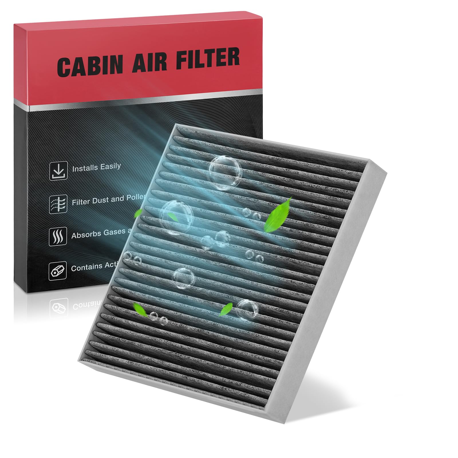 BDFHYK Cabin Air Filter with Activated Carbon Compatible with Smart Fortwo 2008-2018, EQ fortwo 2019, Replace# CF10612, 4518300018, Easy to InstallGlobal Recycled StandardGlobal Recycled StandardGlobal Recycled Standard