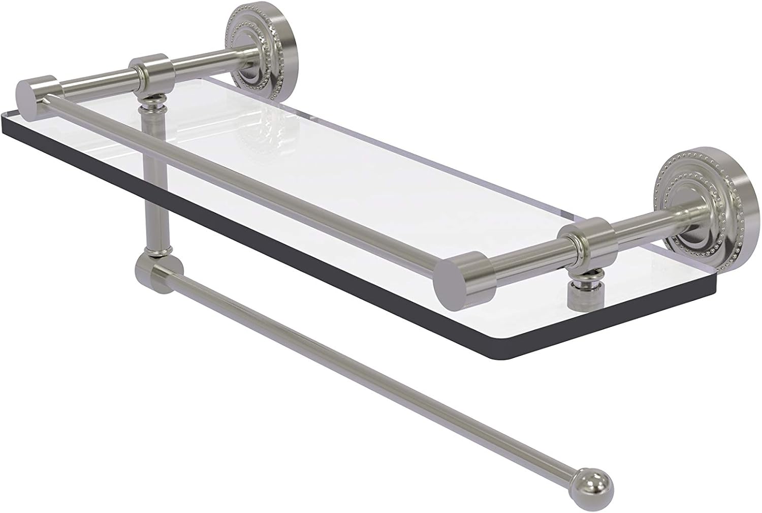 Allied Brass DT-1PT/16-GAL Dottingham Collection Paper Towel Holder with 16 Inch Gallery Glass Shelf, Satin Nickel