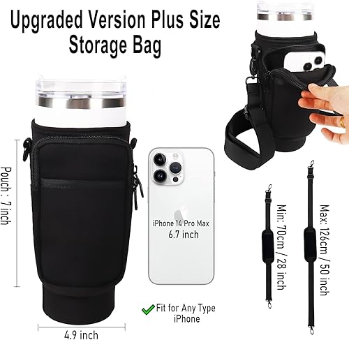 Miniatura 2 de LMYUHONG Soporte para botella de agua para Stanley con bolsa para correa, se adapta a Quencher Adventure de 40 onzas, accesorios de copa Stanley