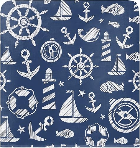 Gredice 6 fundas para sillas de comedor, brújula náutica, anclaje de lignthouse, fundas extraíbles para respaldo de silla, ancla de peces marinos en