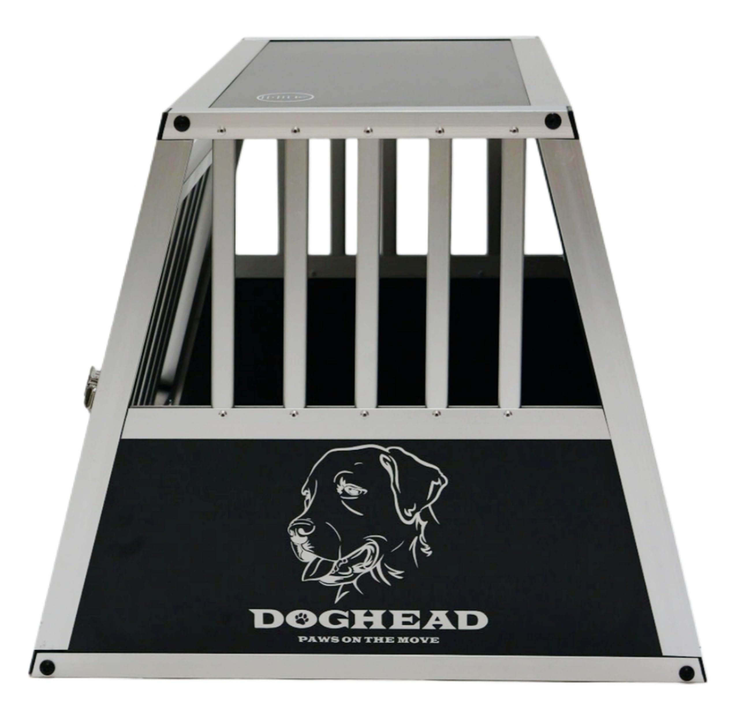 DOGHEAD Hundetransportbox Ecoline, Single 70x60x50 cm, Schwarz, Aluminium, Beidseitig Abgeschrägt 75°