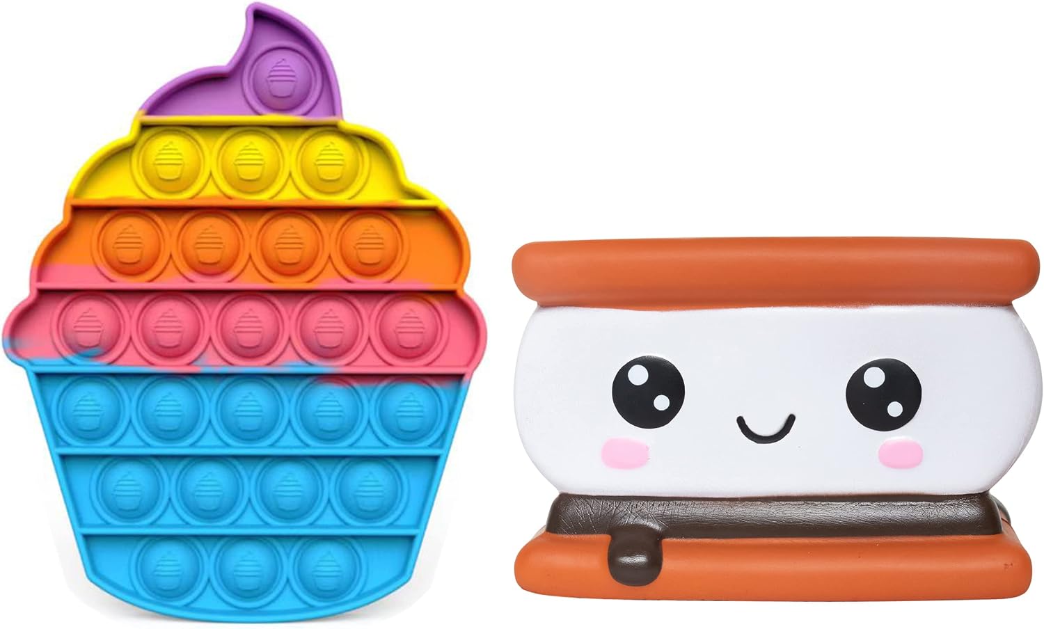 Amazon.com: Serenilite Smore Squishy and Blue Cupcake Pop It Bundle ...