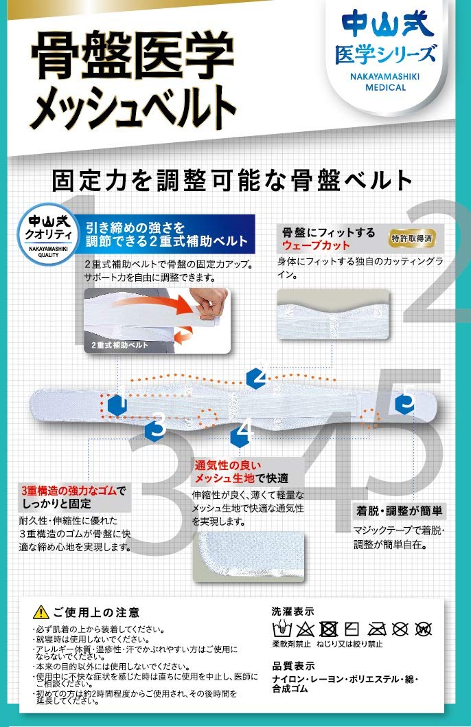 Amazon | 中山式 骨盤医学 メッシュベルト Mサイズ 腰回り 80~100cm