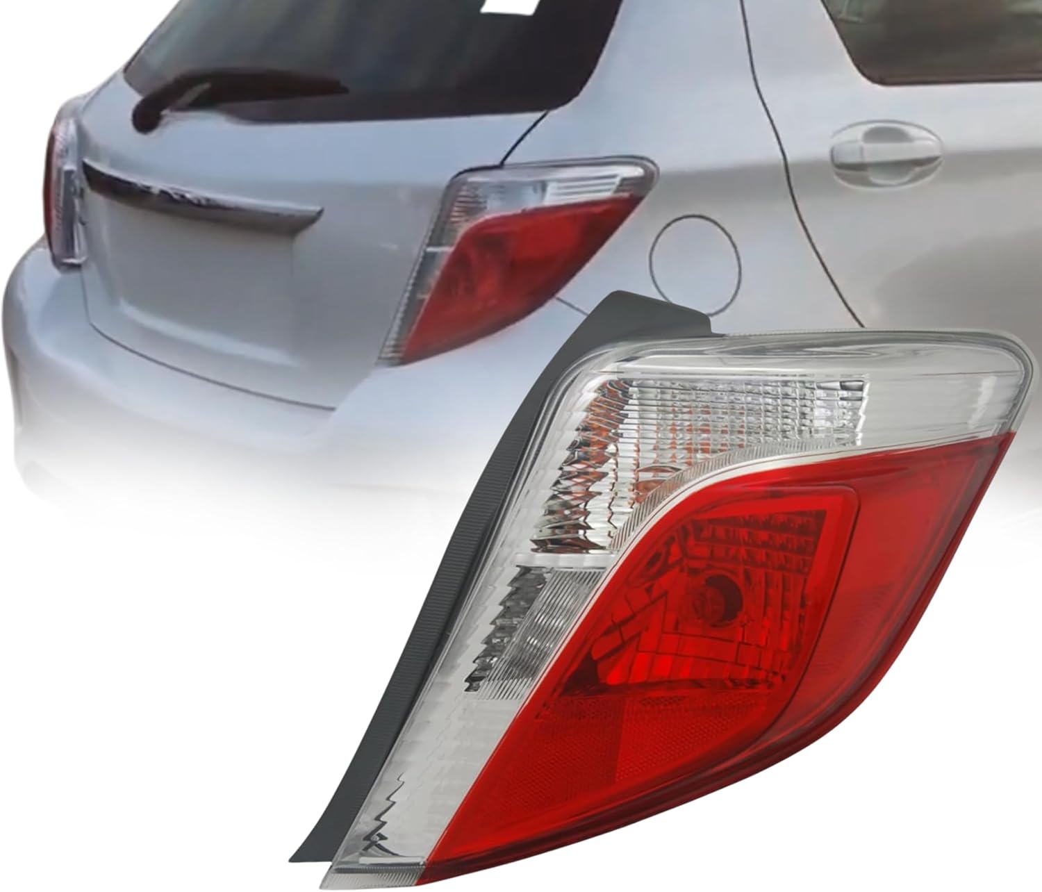 Replacement for Toyota Yaris SE, L, LE 2012 2013 2014 Hatchback Halogen Tail Light Assembly With Bulb, Right/Passenger Side, DOT&SAE Compliant, 81551-52820, TO2819150