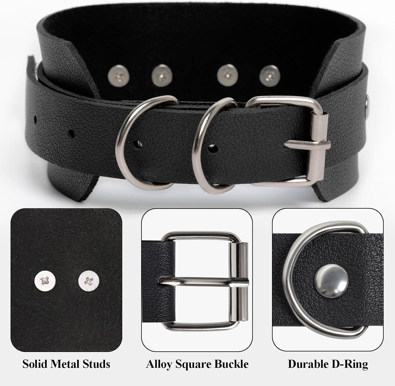 Goth Choker Necklace for Women, Black Choker Collar for Women, Leather Necklace Gothic Jewelry Necklaces Punk Accessories, Fashion Rave Halloween Cosplay Costume