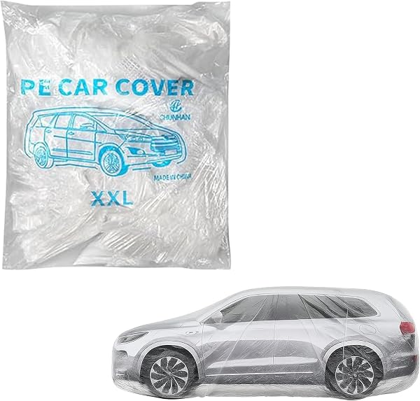 自動車養生カバー カーカバー 厚手ビニール 割れにくい (透明厚手-単品, XL-4800×7500mm) - 1