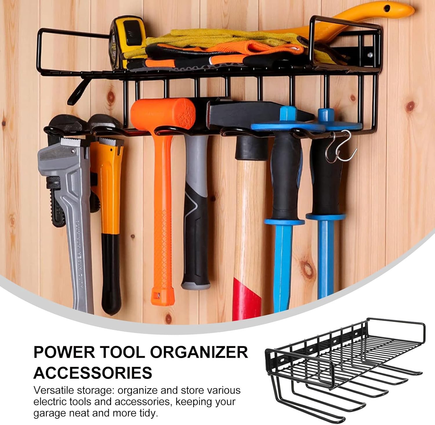 BESPORTBLE Heavy Duty Power Tool Wall Mounted Organizer Rack for Garage and Workshop Space-saving Utility Storage Stand with Versatile Capacity for Electric Tools and Accessories