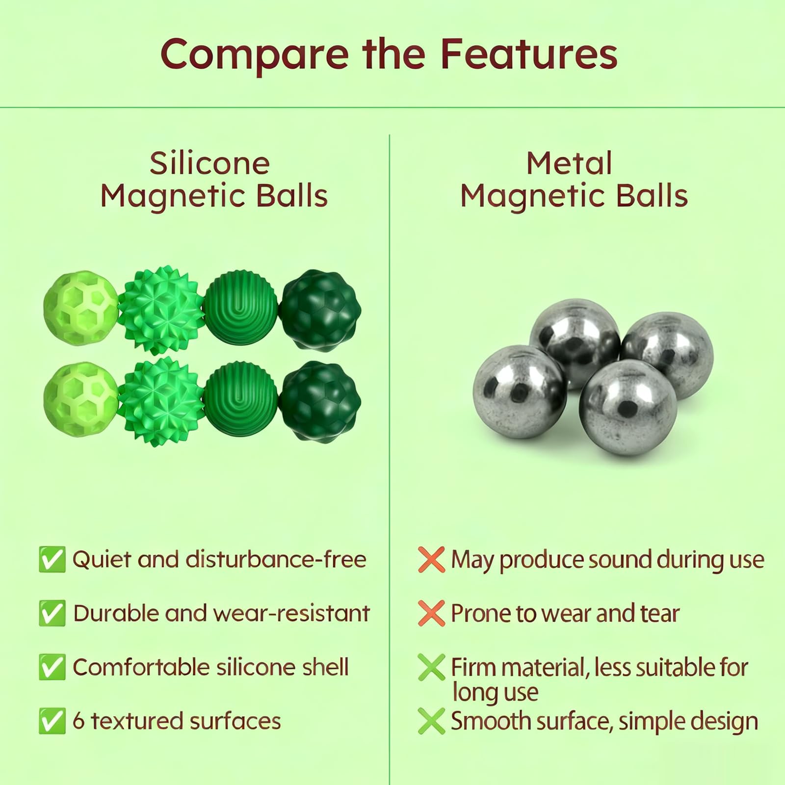 JoyJoyful 8 stuks magnetische ballen fidget toys volwassenen, magnetische ballen, sensorisch speelgoed, stressballen met siliconen hoes, autisme, antistress speelgoed (paars