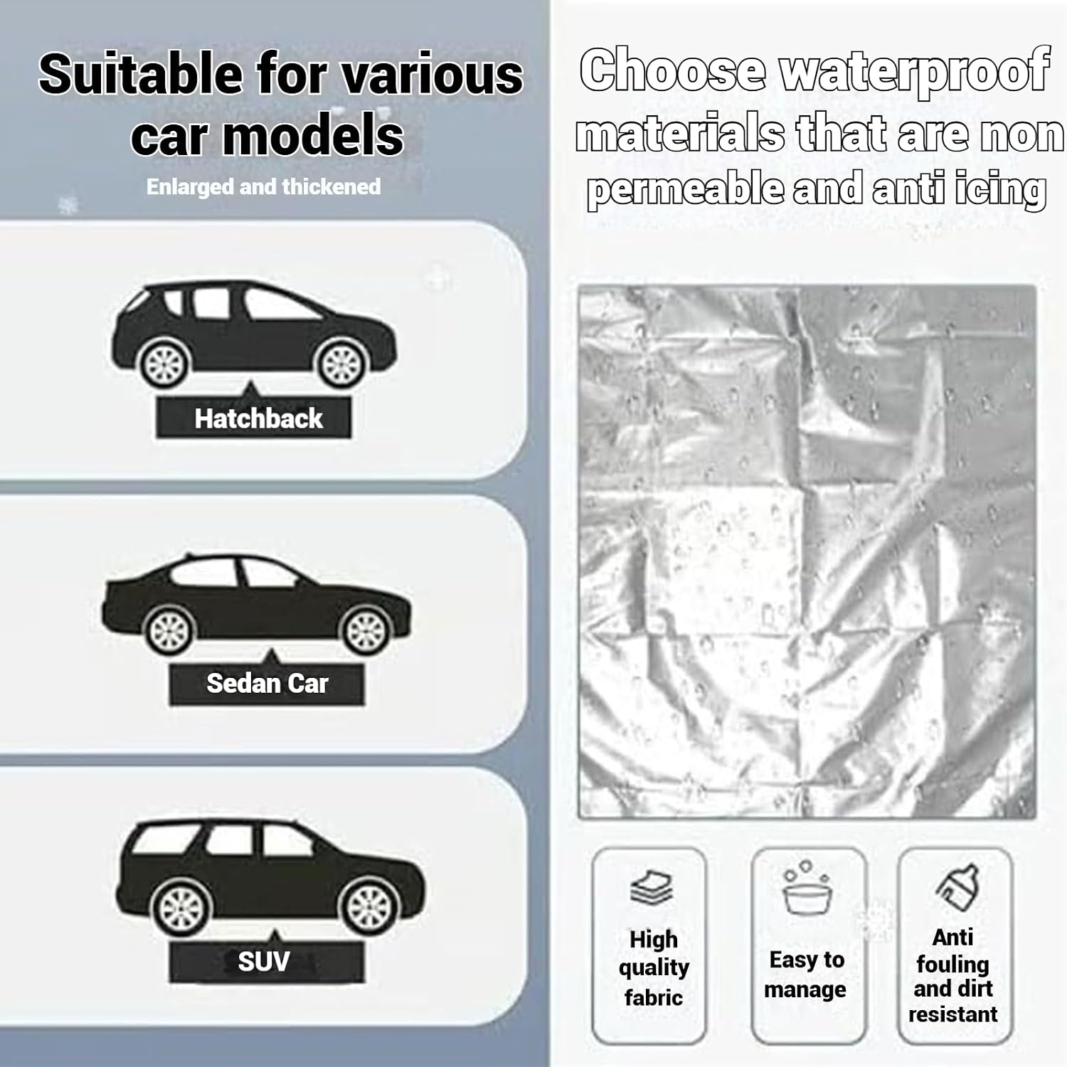 2026 New All Weather Shield 360, Car Windshield Snow Cover, All Seasons Sunshade Ice Cover, Reversible Windshield Protector Fits for Cars, SUVs, Trucks (2Pcs)