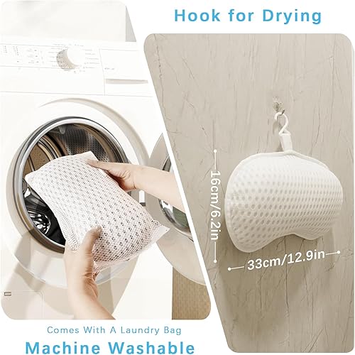 Miniatura 3 de Almohadas de bañera para bañera, almohada de bañera para soporte de cuello y espalda con TPE ergonómico, almohada de bañera mejorada de malla 4D con