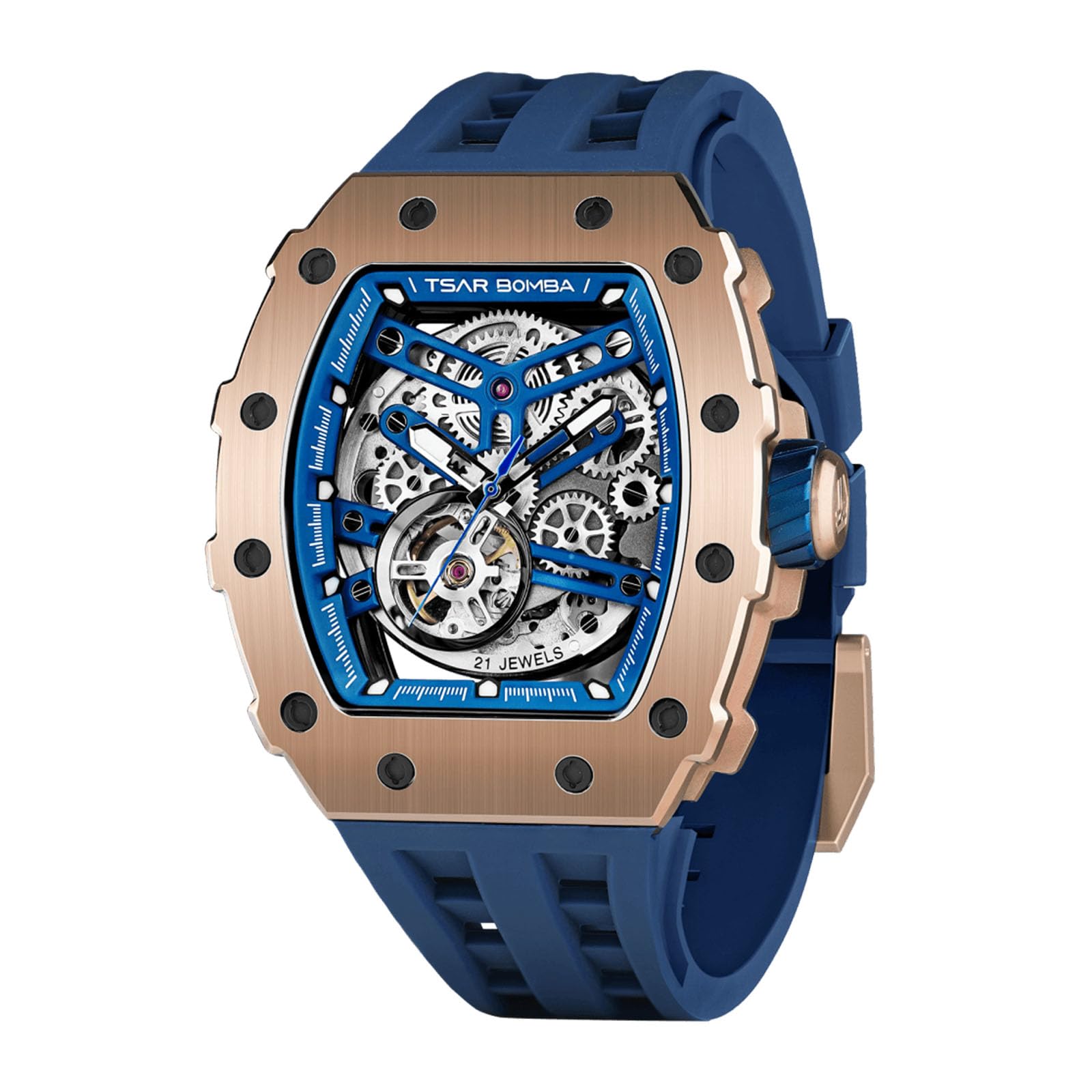 TSAR BOMBA Luxusuhr für Herren mit Quarzwerk, leuchtendem Zifferblatt, 5 ATM wasserdicht, Silikonarmband – Business-Herrenuhr als Festtagsgeschenk