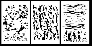 Acid Tactical® 3 Pack - 9x14 Bark, Digital, Tiger Stripe Camouflage Vinyl Airbrush Spray Paint Stencils - Duracoat Cerakote Gun
