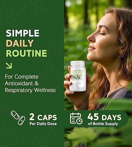 Miniatura 4 de Suplemento NAC de alta dosis de 1200 mg  Suplemento de aminoácidos de N-acetil cisteína para pulmón y bienestar general  Suplementos antioxidantes