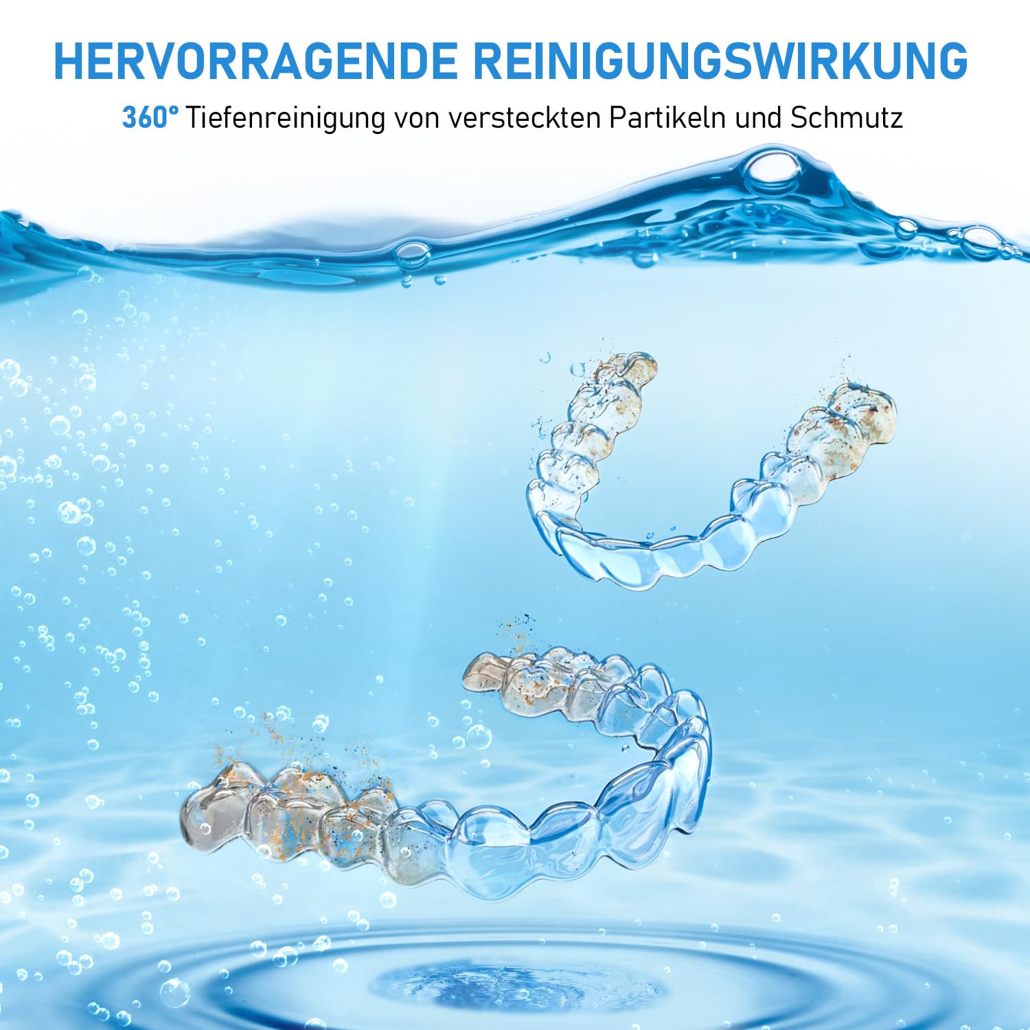 Ultraschallreinigungsgerät, 50kHz Dental Pod, 250ML Ultraschallreiniger, Ultrasonic Cleaner mit 6 UV Lampe für Zahnspangen, Zahnschiene, Retainer, Zahnersatz, Prothesen, Aligner, Schmuck
