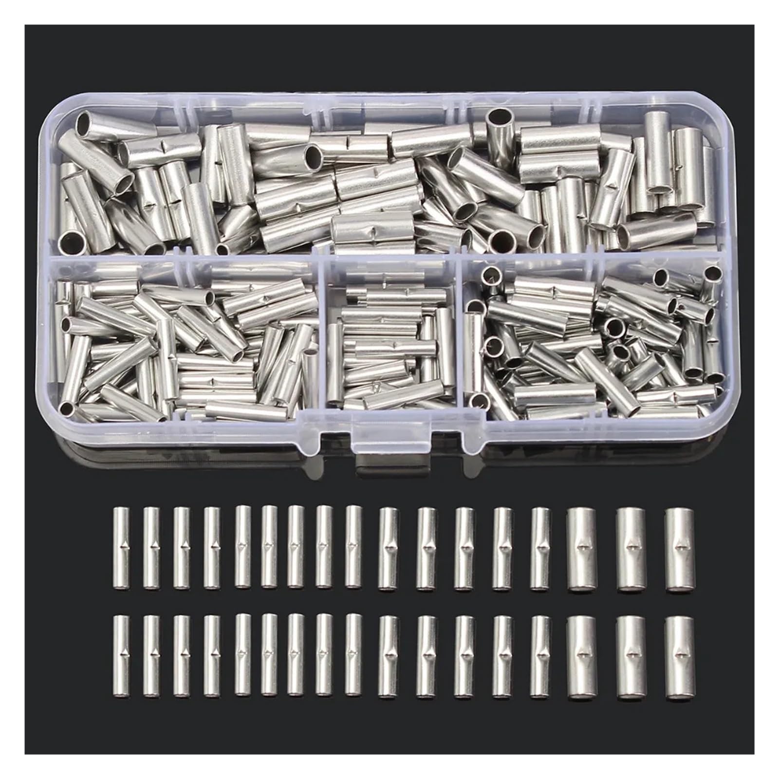 DSZUJTYROP 200PCS/Lot Butt Splice Connectors 10mm Copper 22-10AWG Tinned Splice Crimp Terminal Sleeve Cable with Box