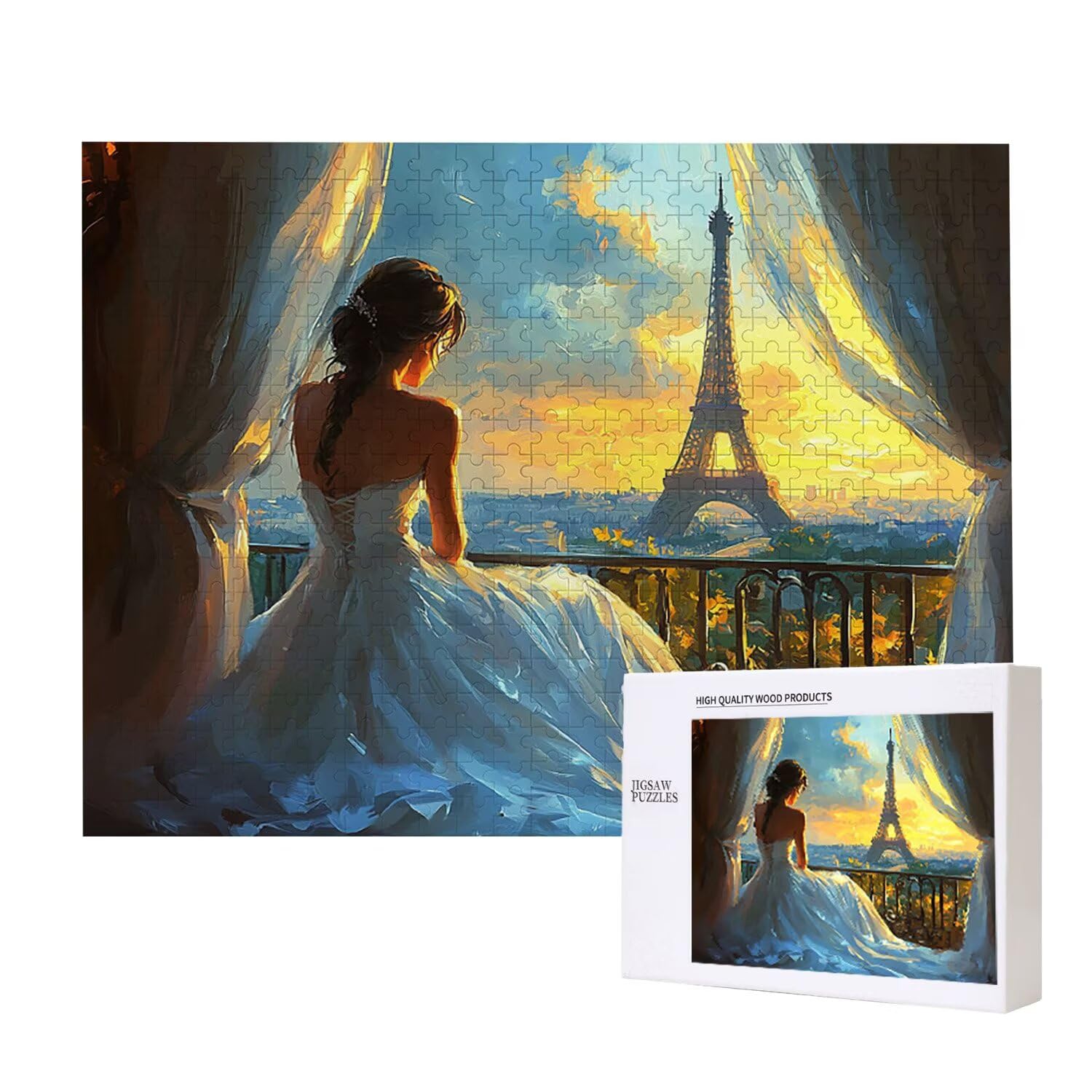 Puzzle in Legno per Adulti 5000 Pezzi | Torre Eiffel Donna| Giocattoli Educativi | Puzzle Adulti E Famiglie Decor | Dimensione Di 156x105cm | Regalo Adultis | Regali Natale (Formato: 62.4x42in) o-4