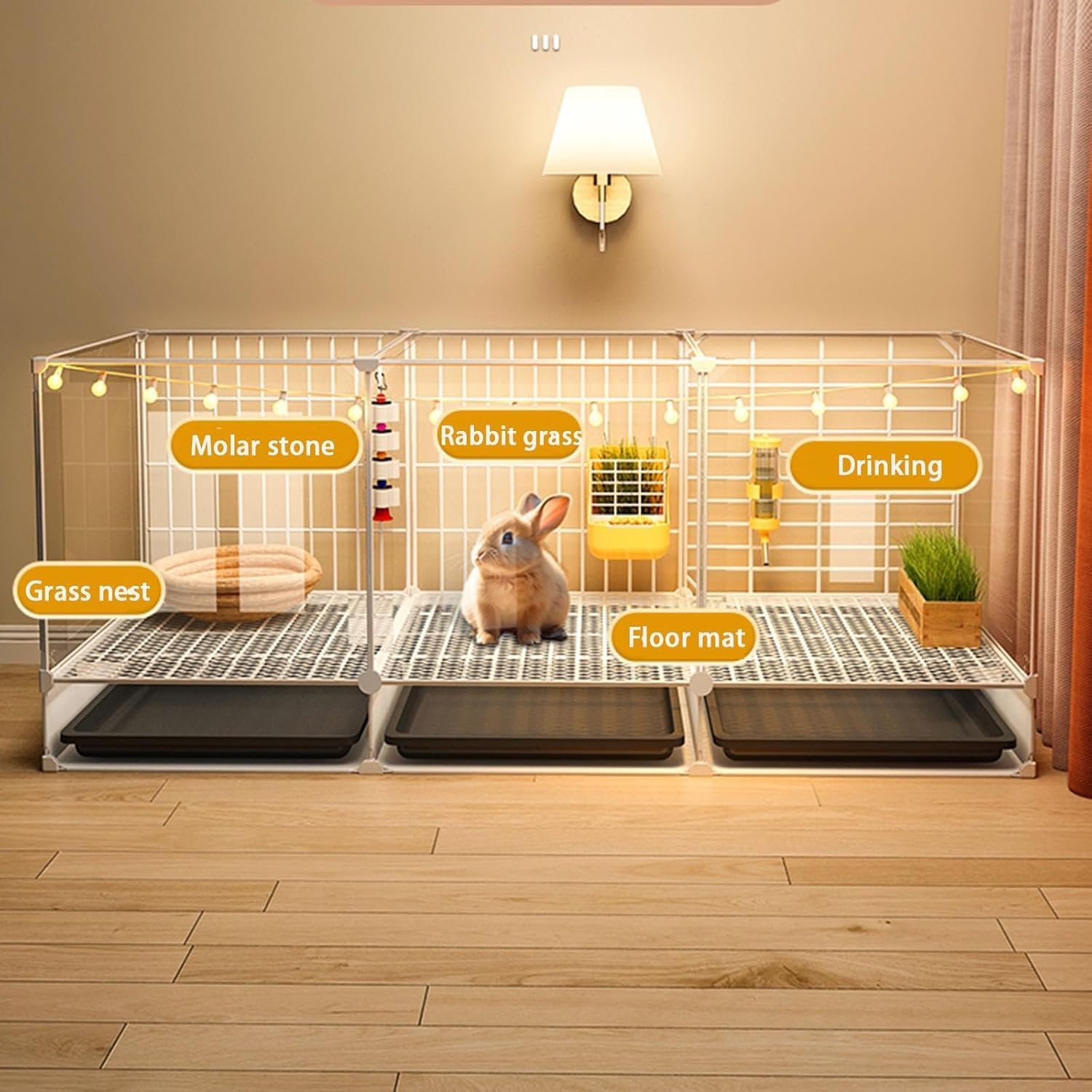 Rabbit Cage - Bunny Cages for Rabbits Indoor, Bunny Hutch Small Animal Cage Pet Playpen with Door, Hd Clear View, Transparent Acrylic Panel Puppy Kitten Dog Playpen, Portable Metal Wire Yar