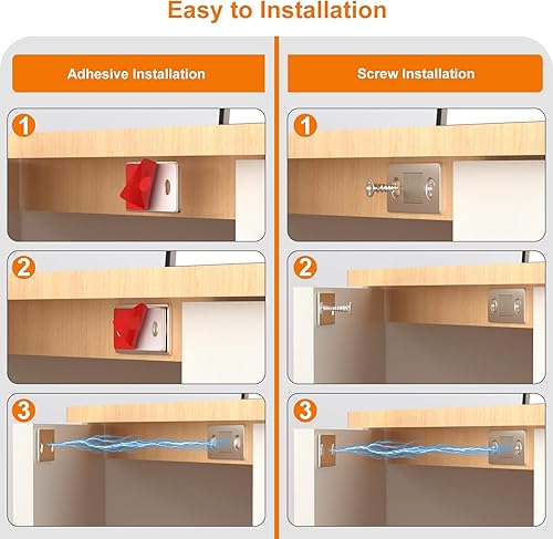 Miniatura 5 de Jiayi Paquete de 8 imanes de acero inoxidable para puertas de gabinete, imanes de cierre ultra finos para cajones y armarios, cierres magnéticos
