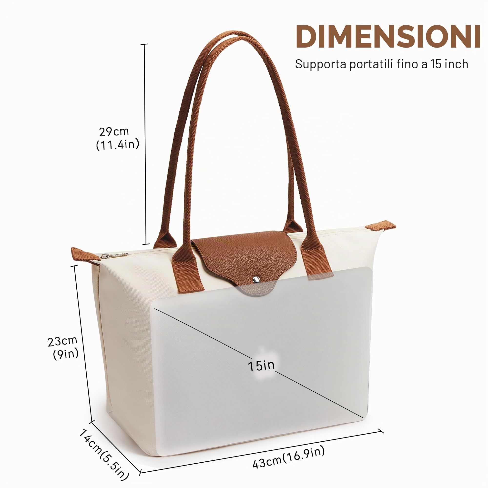 KALIDI Borsa a mano da donna, grande, borsa shopper da donna, impermeabile, borsa da lavoro, borsa a tracolla, per lavoro, ufficio, viaggi, shopping, scuola