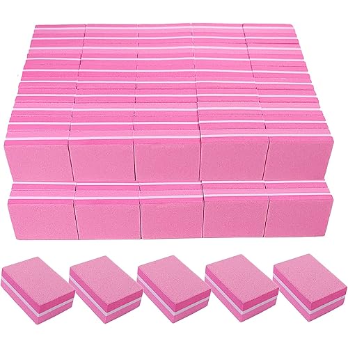 180/240 Grit Nail Buffers (100 Pack), mini Buffer Block Nail File for Acrylic Nails and Natural Nails, Professional Nail Buffer Block Bulk Buffing Blocks for Nail Buff Manicure File Blocks Set Pink