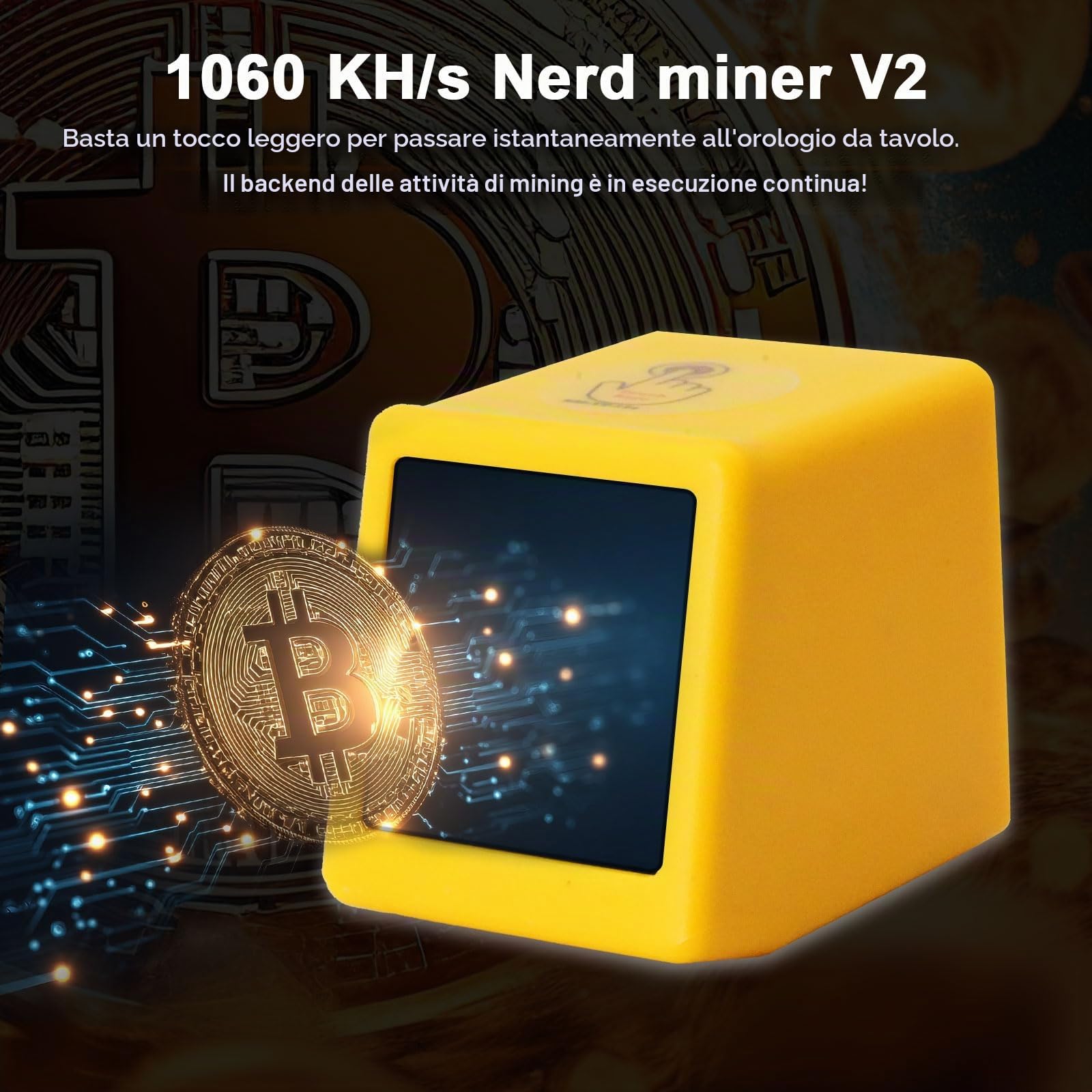 Nerdminer Binghe 1060 KH/s Display intelligente con ESP32 e orologio da tavolo Bitcoin Solo Lottery Miner v2