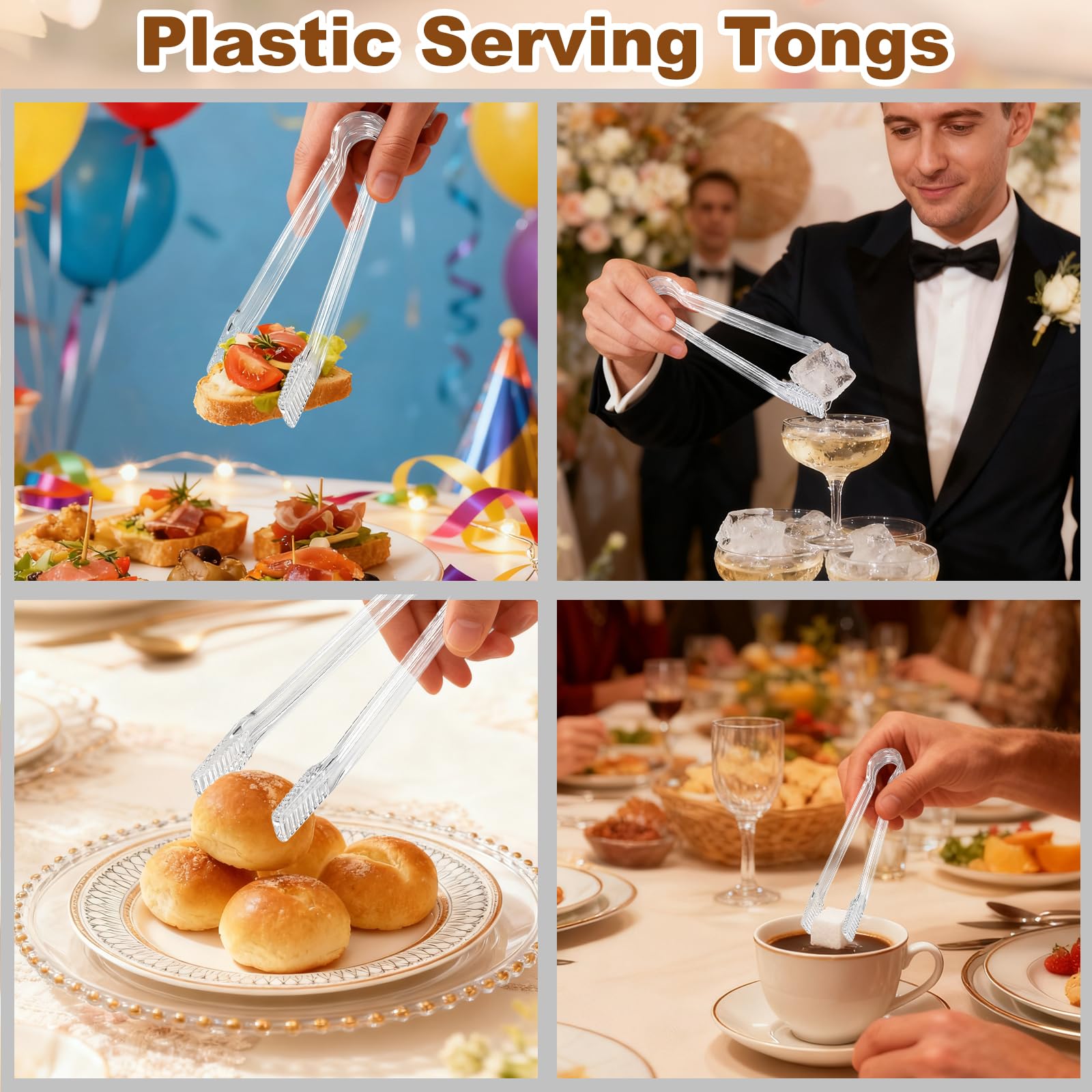 Disposable Serving Tongs - 10 Pack -4 Disposable Serving Tongs - 10 Pack -4
