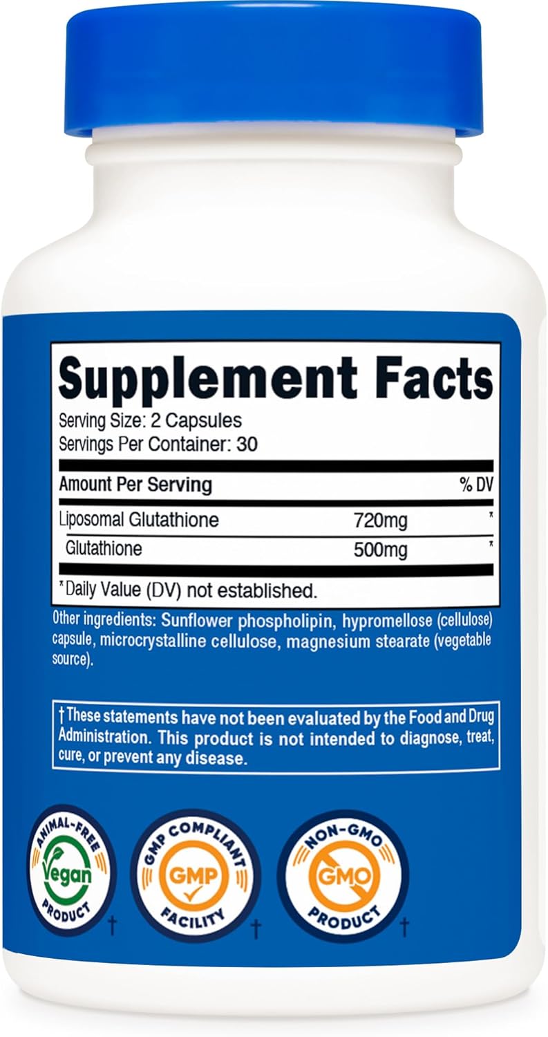 Nutricost Liposomal Glutathione Supplement 60 Capsules, 720 mg Per Serving - Vegan, GMO-Free, 30 Servings - Image 5