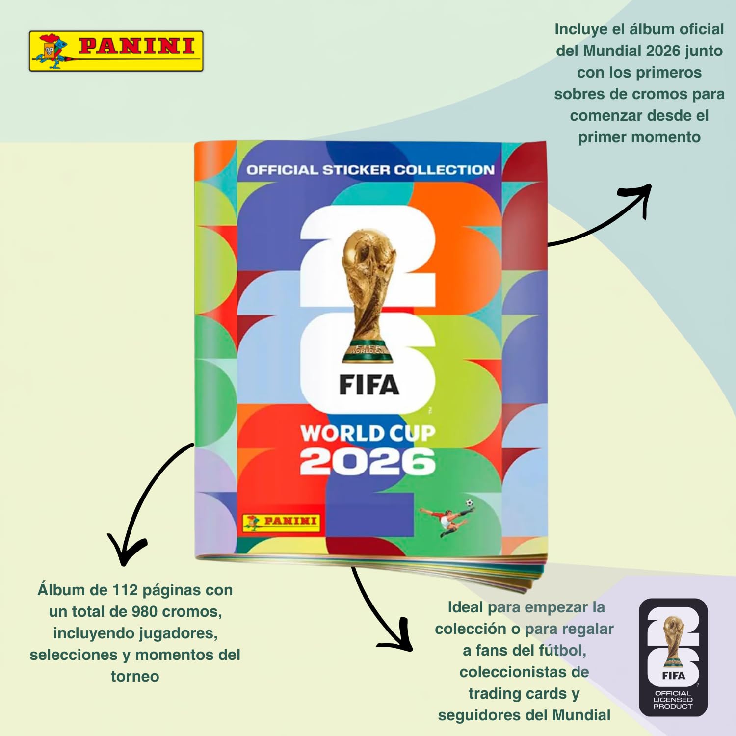 Panini - FIFA World Cup 2026 Starter Pack Cromos - Álbum oficial + Primeros Sobres Colección Mundial 2026 - Colección Oficial Panini