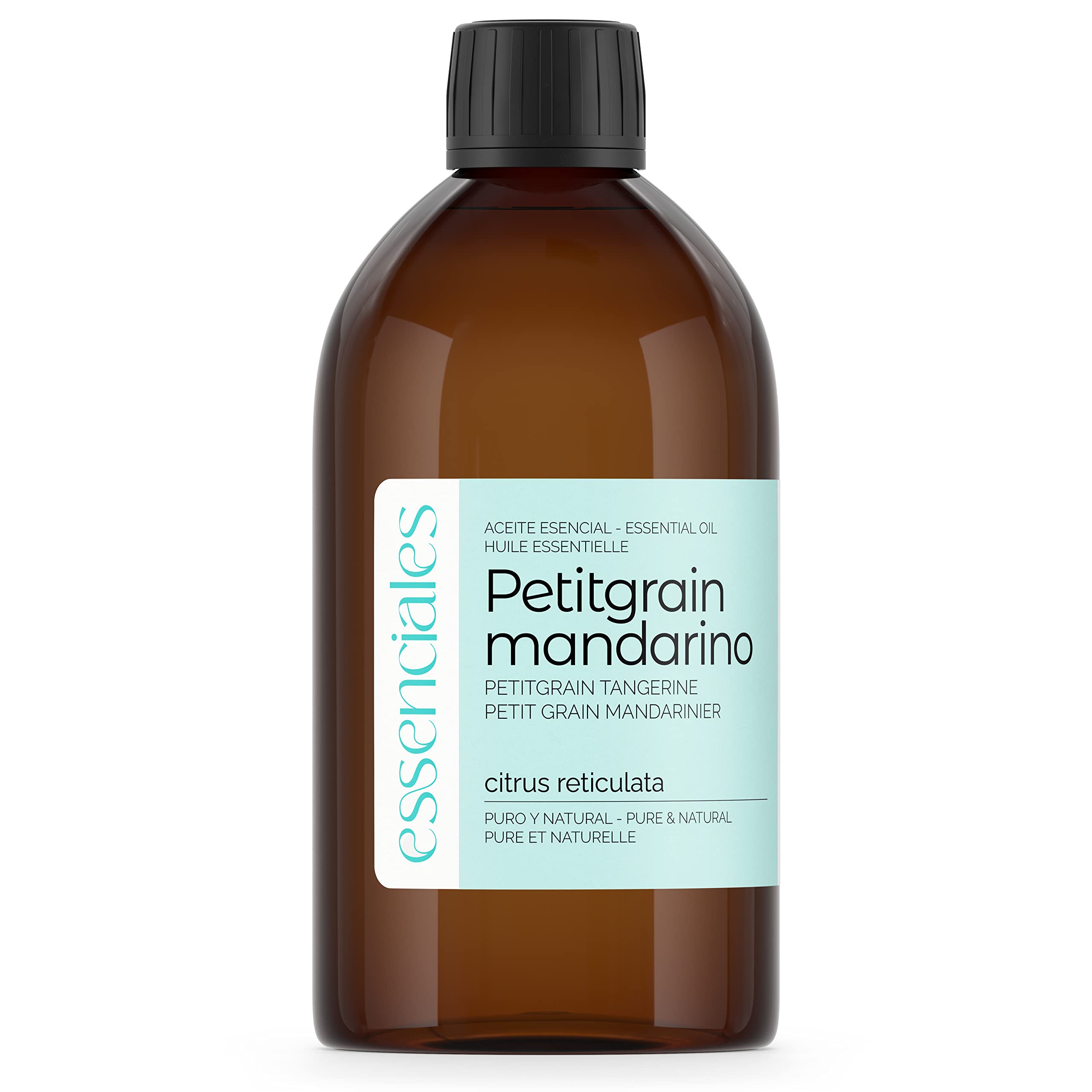 ESSENCIALES Aceite Esencial de Petitgrain Mandarino 500 ml – 100% Puro y Natural – Aroma Cítrico Refrescante – Ideal para Difusor y Aromaterapia