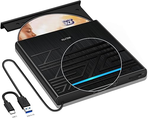 Miniatura 7 de NOLYTH Reproductor de Blu Ray externo, unidad portátil Bluray externa para Mac, quemador Blu Ray USB con ranura de audio SD TF USB de 0.138 in