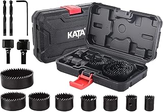 KATA 12PCS Hole Saw Kit 3/4"-2-1/2" (19-64mm) Hole Saw Set with Mandrels Hex Key, Ideal for Soft Wood, PVC Board, Plywood, Drywall Drilling