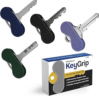 [4 Pack] KeyGrip Disability Aid Key Turners - Added Strength & Leverage For Seniors & Elderly - Perfect For Parkinson's, Arthritis, MS, Tremors & ALS - Textured For Grip - Bright Colors For Low Vision