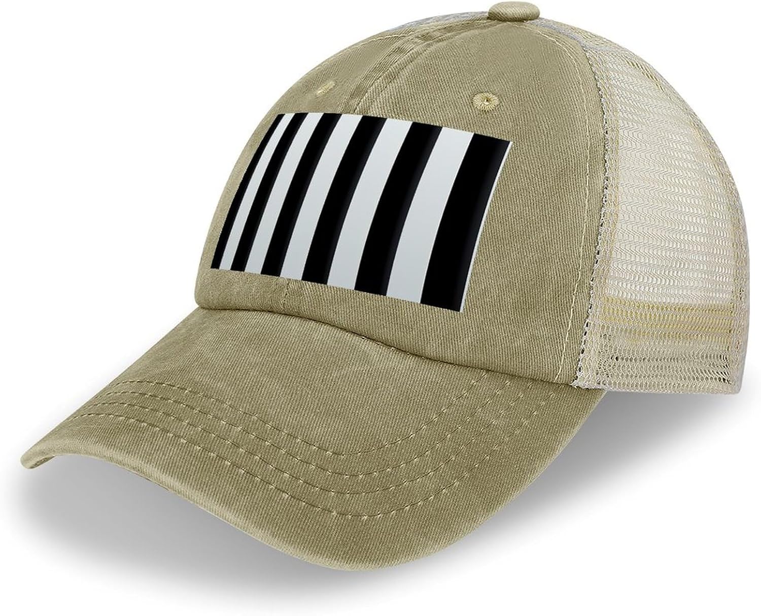 Black and White Stripes Sport Hat for Men Women Hollow Cowboy Hat Adjustable Baseball Cap Apparel Gifts Accessories