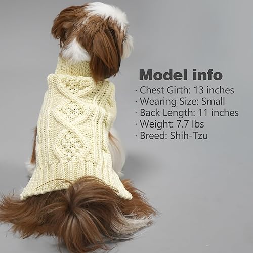 Miniatura 7 de Kyeese - Suéteres para perros con hilo dorado de cuello alto para perros, suéter para mascotas para clima frío