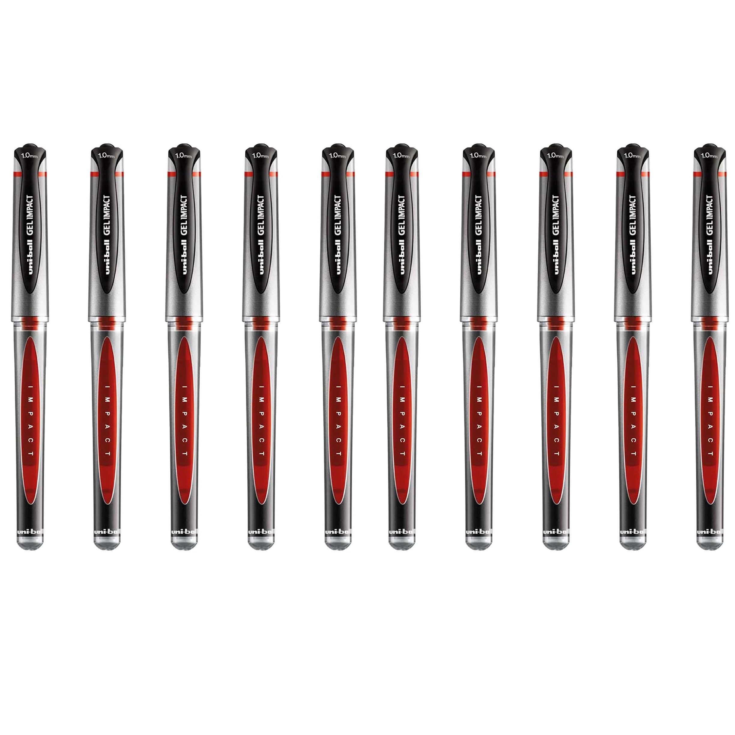 uni-ball UM-153S Gel Impact Broad Rollerball Pens - 1mm Nib, 0.6mm Line Width - Red Ink (10), 1 count (Pack of 10)